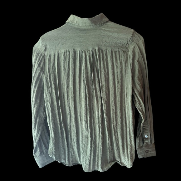 Madewell Crinkled Button Up Shirt Olive Green Medium - Picture 5 of 9